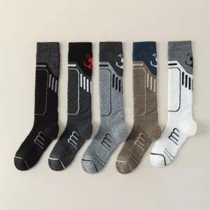 Men’s Thermal Ski Socks Skiing Snowboarding Hiking Comfortable Long Socks Durable Moisture Wicking Outdoor Winter Sports Socks