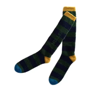 Men’s Thermal Socks Extra Long Thick Boot Socks with Fuzzy Warm Lining Colorful Stripes Cushioned Comfort for Winter