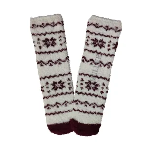 Men’s Thermal Winter Socks Thick Fuzzy Slipper Socks with Snowflake & Stripes Non Slip Grips Plush House Socks