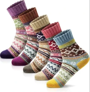 Men’s Thick Warm Thermal Fuzzy Jacquard Nordic Socks Breathable Knitted Nordic Winter Socks