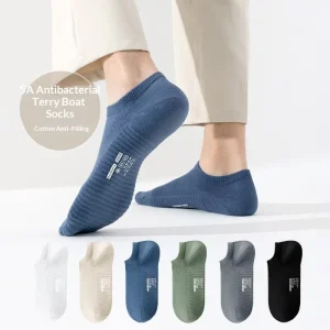 Men’s Thickened Towel Bottom Boat Socks Solid Color Cotton Antibacterial Deodorant Boneless Single Needle Knitted