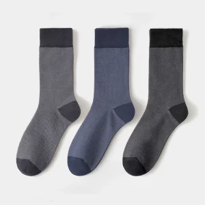 Men’s Thin Mid-Calf Socks Mesh Breathable and Antibacterial Long Calf Socks Solid-colored Men’s Ice Silk Socks