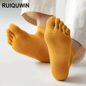 Men’s Toe Socks Quick Dry Breathable Sports Socks Anti Odor Lightweight Solid Color Low Cut Workout Socks