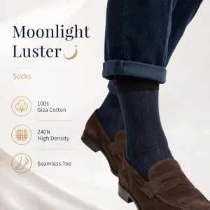 Men’s Trendy Breathable Anti Bacterial Dress Socks with 60S Egyptian Cotton & Nylon Blend Thin for Daily & Business Use