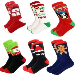 Men’s Warm Wool Christmas Pattern Crew Socks Thick Thermal Winter Casual Socks Anti Slip Feature Disposable for Cold Weather