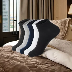 Men’s White Cotton Ankle Socks Trendy White Dress Socks Breathable Woven Design Bottom Cuff Logo Autumn ODM Supply