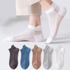 Men’s White Thin Fashion Mesh Breathable Sports Socks
