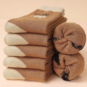 Men’s Winter Breathable Anti Bacterial Fleece Lined Thick Warm Terry Crew Socks Casual Heat Tech Camel Wool