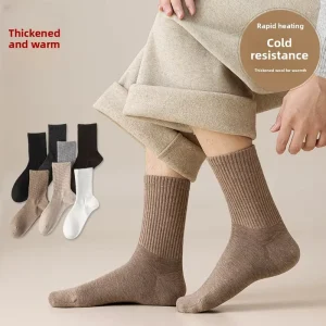 Men’s Winter Seamless Mid Calf Thickened Cold Resistant Warm Anti Odor Wool Socks