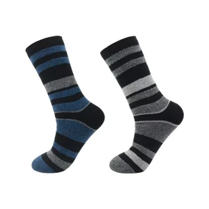 Men’s Winter Striped Crew Socks Thickened Wool Lining Cold-proof Brushed Warm Breathable Eco-friendly Cotton Sports Casual Sock