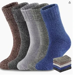 Men’s Winter Thermal Crew Cuff Socks Pure Color Casual Terry with Bottom Body Logo for Men and Women