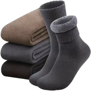 Men’s Winter Thick Cotton & Nylon Terry Tube Socks Warm Sweat Absorption & Anti-Friction Plain White Daily Use