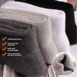 Men’s Winter Thickened Fleece-Lined High Boot Terry Socks Polyester Warm Odor-proof Sweat-absorbent Breathable