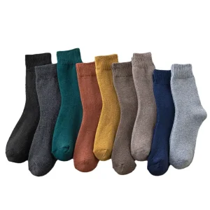 Men’s Winter Warm Wool Socks Wool Thick Knit Cozy Crew Soft Anti Bacterial Feature Cabin Logo Gifts Men Winter Slippers Socks