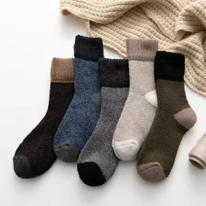 Men’s Winter Wool Spandex Digital Print Anti Foul Solid Pattern Daily Use Hiking Ankle Socks Knitted Anti Odor Warm Casual OEM