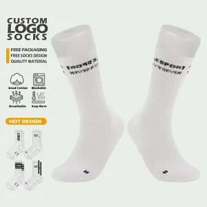 Men’s Women’s Athletic Running Socks Breathable Spring Cotton Custom Knitted Crew Sports Basketball Socks Custom Logo