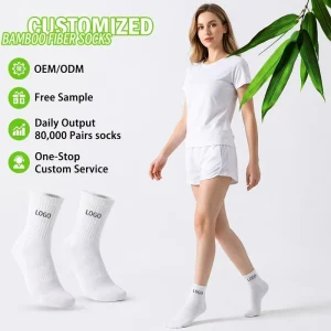 Mens Womens Bamboo Fiber Terry Cushion Sports Socks Crew Antibacterial Breathable Moisture Wicking Eco Friendly Quick Dry Soft