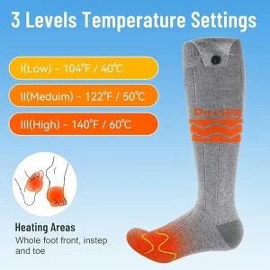Men’s Women’s Children’s Winter Heated Crew Socks 100% Cotton Eco Friendly Digital Smart APP Remote Control USB Charging