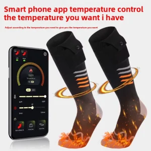Men’s Women’s Children’s Winter Heated Knee Socks 100% Cotton Digital Smart APP Remote Control USB Charging Anti Slip