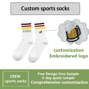 Men’s & Women’s Cotton Blend Crew with Embroidered Logo Comfortable Casual Socks for Wear Custom Sports Socks Outdoor Activities