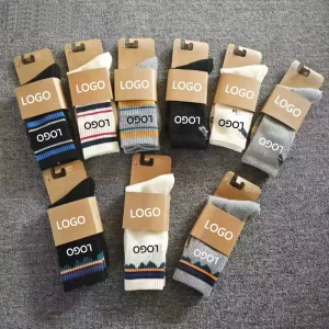 Men’s Women’s Crew Anti Bacterial Breathable Wool Socks Towel Soled Sweat Absorbent Fashionable Warm Running Sports Winter Cuff