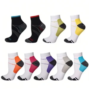 Men’s Women’s Nylon Compression Socks for Plantar Fascia Breathable Sweat-Wicking Bottom for Running Marathons Travel Spring