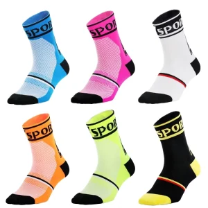 Men’s Women’s Printed Pattern Cycling Sports Socks Knitted Crew Height for Autumn Activities Running Biking Basketball Hiking