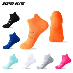 Men’s Women’s Summer Towel Bottom Short Tube Granular Massage Sweat Absorbent Non Slip Polyester Sports Socks for Marathon
