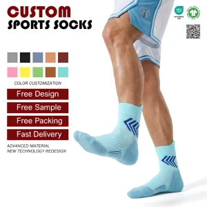 Men’s Women’s Youth Sports Socks Summer Terry Anti-Bacterial Moisture Wicking Ankle Socks for Basketball Outdoor Marathon