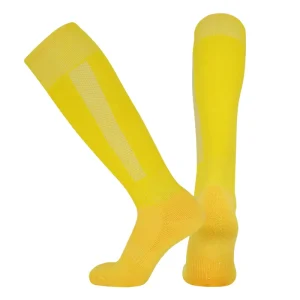 Men’s Yellow Soccer Socks Breathable Knitted 3D Pattern Long Football Bottom Logo Eco-Friendly Summer