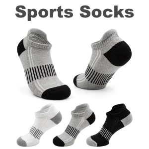 Men’s Youth Short Ankle Sports Socks 100% Cotton Running Crew Socks Spring Moisture-Wicking Breathable Anti-Slip Eco-Friendly
