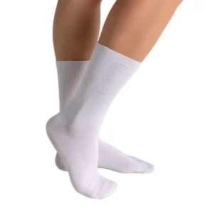 Men’s and Women’s Casual Crew Seamless Socks Cushioned Sole Loose Cuff Bamboo Fabric Socks for Tired and Diabetics Feet