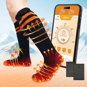 Men’s and Women’s Heated Socks with App Control, 5000mAh*2 Rechargeable Electric Heated Socks Washable for Hunting Skiing
