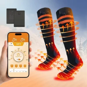 Men’s and Women’s Heated Socks with App Control, 5000mAh*2 Rechargeable Electric Heated Socks Washable for Hunting Skiing
