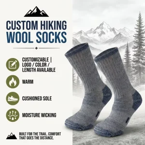 Merino Alpaca Warm Winter Wool Outdoor Hiking Socks Customizable Terry Cushion Sport Crew Thick Children Youth For Men Women