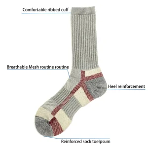 Merino Wool Blend High Durability Warm Socks Reinforced Toe & Heel Mid-Calf Thermal Socks for Daily & Outdoor Wear