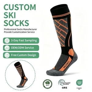 Merino Wool Casual Crew Socks Thickened Winter Warm Long Tube Ski Snow Socks for Men and Women Sweat-Absorbent and Non-Slip