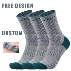 Merino Wool Cushion Hiking Socks Compression Fit Custom Crew Length Socks