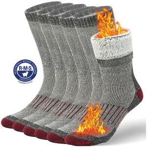 Merino Wool Hiking Socks for Cold Weather Warm Crew Neck Winter Thermal Socks
