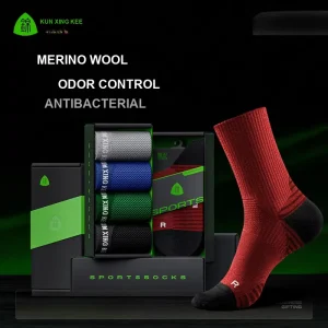 Merino Wool Knitted Crew Sports Socks Men Professional Running Basketball ODM Eco Friendly Antibacterial Odor Resistant D02 S03