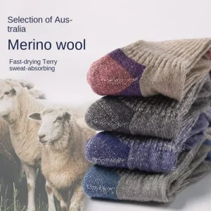 Merino Wool Outdoor Thickened Warm Socks Antibacterial Thermal Ski Climbing Hiking Crew Socks for Men Women