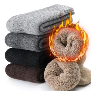 Merino Wool Running Socks Thermal Insulation Breathable High Cushion Ideal for Skiing Jogging