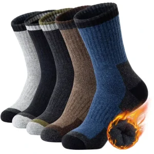 Merino Wool Socks Men’s Wool Hiking Socks Soft Warm Winter Casual Crew Moisture Wicking Socks for Indoors Outdoors