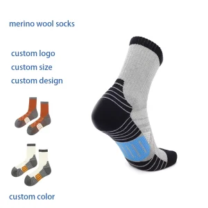Merino Wool Socks for Autumn Winter Hiking Mountaineering Socks Outdoor Skiing Mid Calf Socks