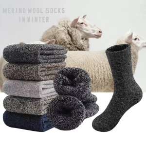 Merino Wool Socks for Men Thick Winter Wool Hiking Socks Cushioned Trekking Work Men Socks
