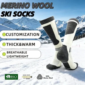 Merino Wool Thermal Knee High Ski Socks for Men & Women Ergonomic Fit Warm Breathable Winter Snow Sports Socks