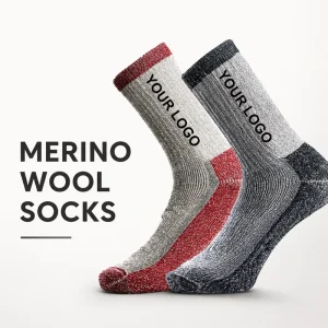 Merino Wool Unisex Crew Socks Thickened Winter Outdoor Sports Work Socks Custom logo Trekking Hiking Socks