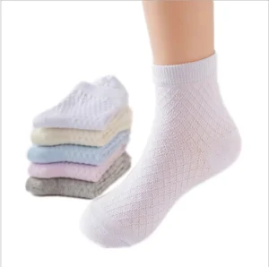Mesh Ankle Cotton Socks for Summer Kids Baby Solid No Show Socks