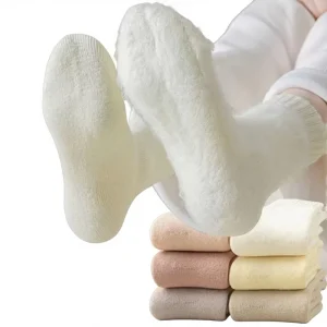 Mid Crew Terry Towel Socks Breathable Warm Sweat Absorbent Solid Color Casual Socks
