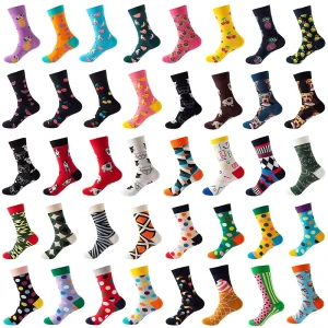 Mid tube Casual Socks Women’s Cotton Blend Sweat absorbing Odor resistant Floral Pattern Autumn Winter Red Single Needle
